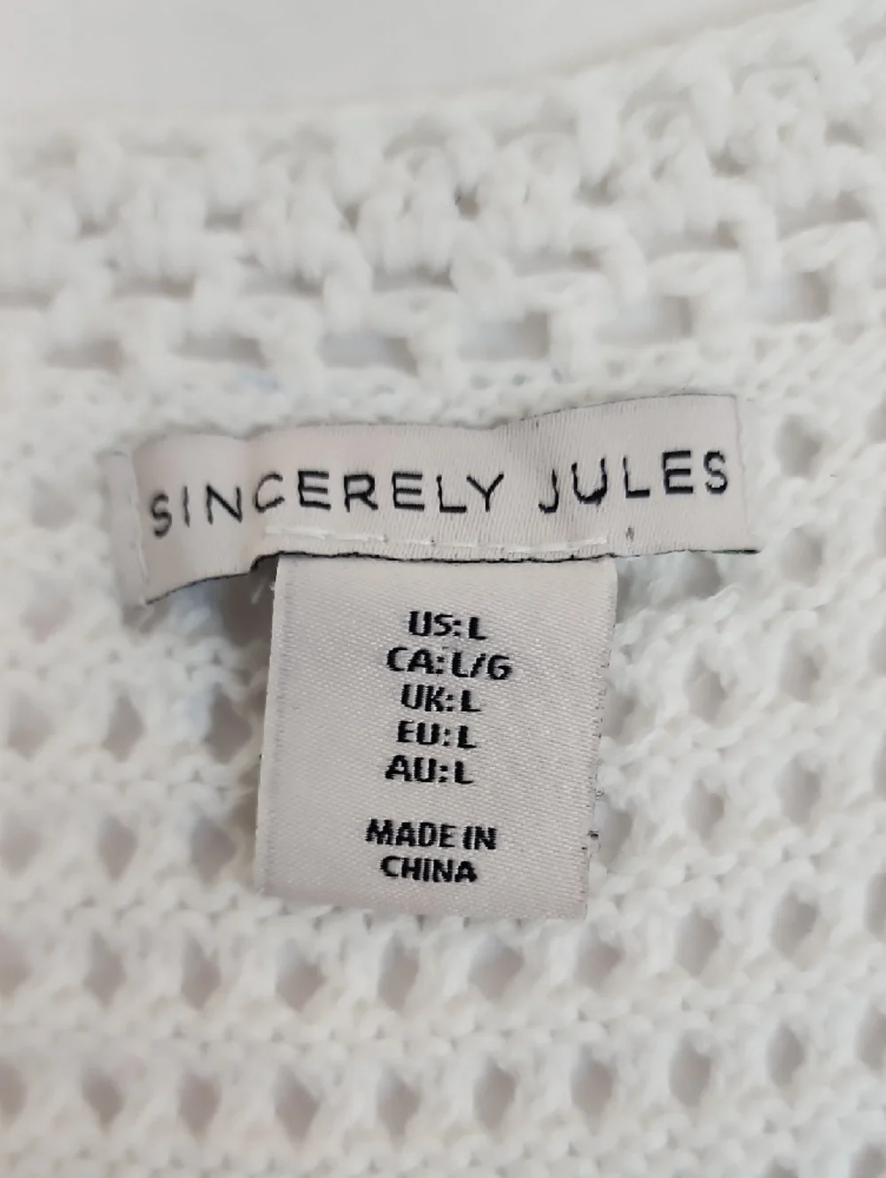 Sincerely Jules White Crochet Knit Button Front Sweater Vest Size Large